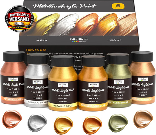 Metallische acrylfarben set - set, 6